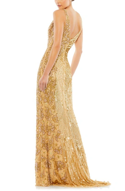 Shop Mac Duggal Sequin Column Gown In Gold