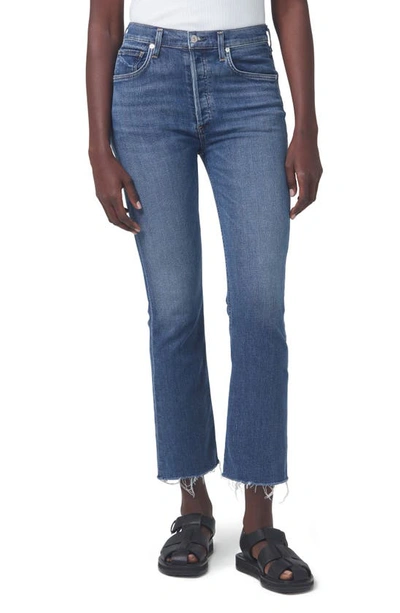 Shop Citizens Of Humanity Isola High Waist Fray Hem Crop Bootcut Jeans In Lawless