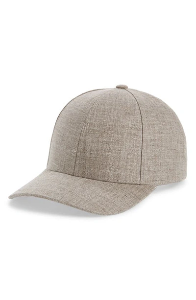 Shop Varsity Headwear Linen Baseball Cap In Argent Khaki Linen