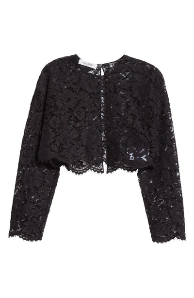 Shop Valentino Crop Lace Top In Nero