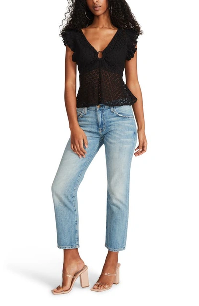 Shop Bb Dakota By Steve Madden Key To My Heart Ruffle Sheer Top In Black