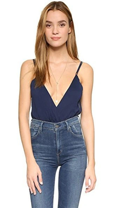 Shop Alice And Olivia Crossover Ballerina Bodysuit In Navy