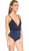 Alice And Olivia Crossover Ballerina Bodysuit In Navy