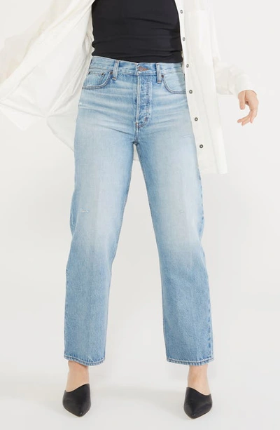 Shop Etica Tyler High Waist Straight Leg Ankle Jeans In Current