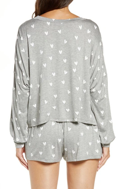 Honeydew Intimates All American Long Sleeve Shortie Pajamas In Heather Grey Hearts