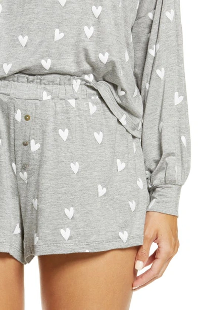 Honeydew Intimates All American Long Sleeve Shortie Pajamas In Heather Grey Hearts
