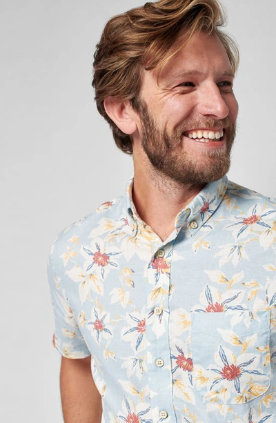Shop Faherty Breeze Short Sleeve Button-up Shirt In Blue Sky Floral