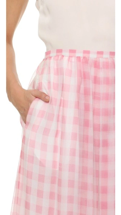 Shop Rochas Gingham Skirt In Light/pastel Pink