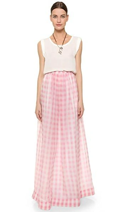 Shop Rochas Gingham Skirt In Light/pastel Pink