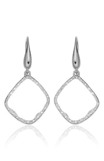 Monica Vinader 'riva' Diamond Hoop Drop Earrings In Silver