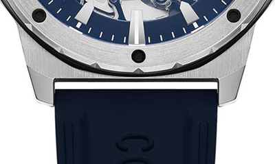 Shop Kenneth Cole Automatic Silicone Strap Watch, 45mm In Blue
