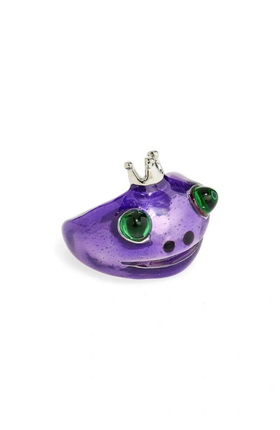 Shop Collina Strada Frog Prince Recycled Pewter Ring In Purple