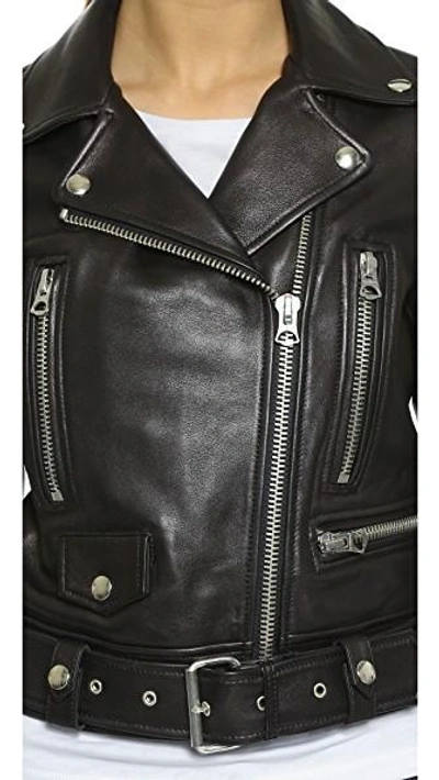 Shop Acne Studios Leather Moto Jacket In Black