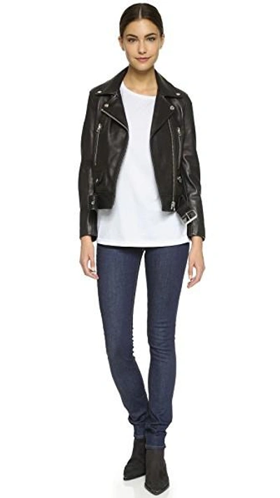 Shop Acne Studios Leather Moto Jacket In Black