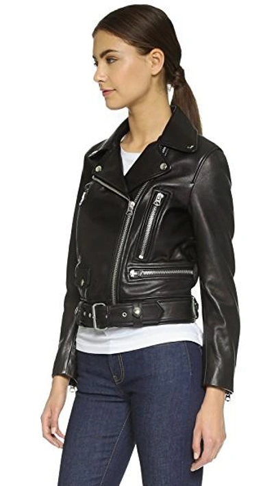 Shop Acne Studios Leather Moto Jacket In Black