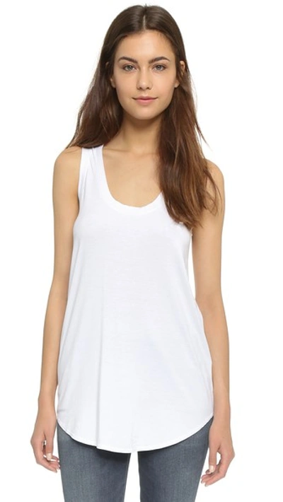 Three Dots Scoop Neck Tank In White