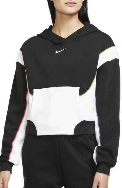 Shop Nike Sportswear Oversize Fleece Hoodie In Black/ White/ White