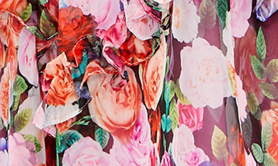 Shop Mac Duggal Floral Print Ruffle Cutout Gown In Multi