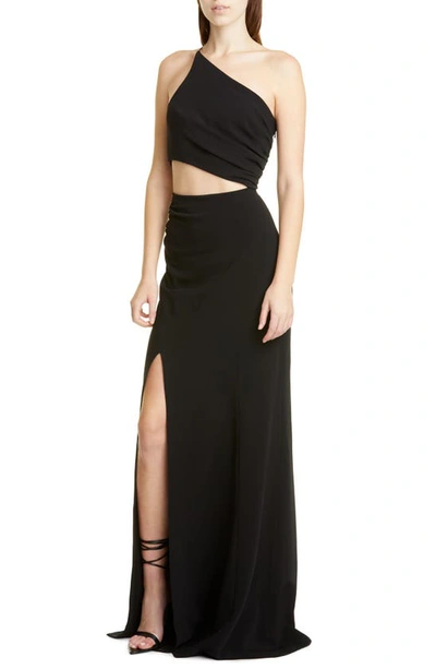 Shop Cinq À Sept Sandra One-shoulder Side Cutout Maxi Dress In Black