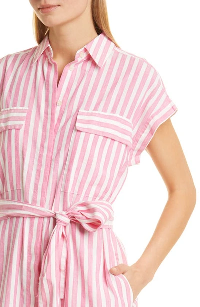 Shop Hugo Boss Driga Linen Blend Shirtdress In Flamingo Fantasy