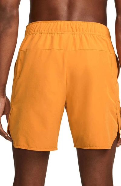 Shop Nike Court Dri-fit Advantage 7" Tennis Shorts In Light Curry/ White