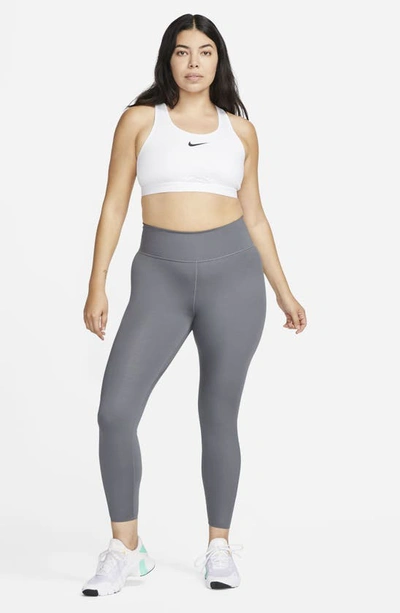 Shop Nike Dri-fit Swoosh High Support Non-padded Adjustable Sports Bra In White/ White/ Black