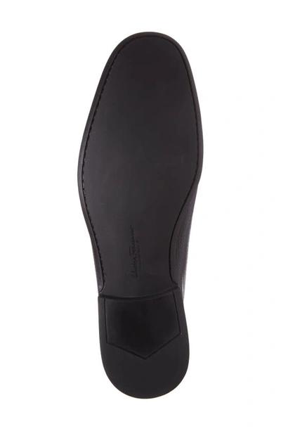 Ferragamo Gandioso Pebbled Moccasin With Gancini Ornament In Black Leather