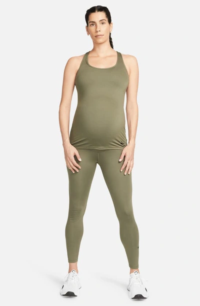 Shop Nike Maternity Dri-fit Performance Tank In Medium Olive/ Black