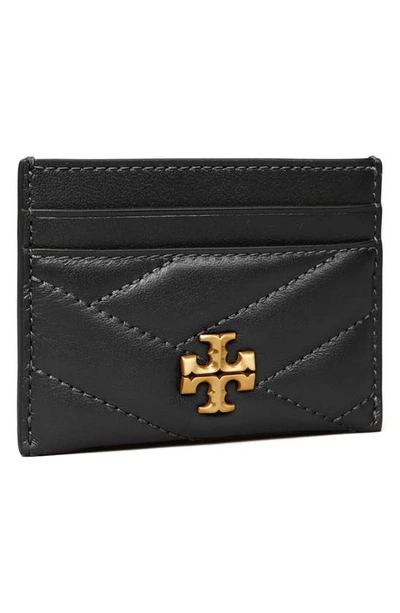 Tory Burch Kira Chevron Quilted Leather Card Case In Black
