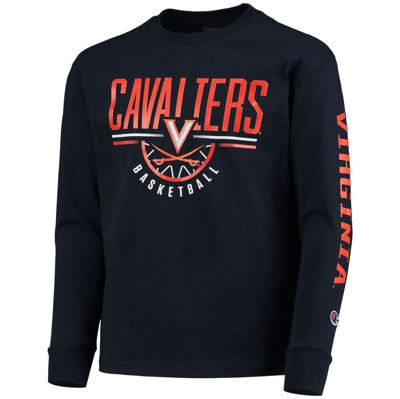 Shop Champion Youth  Navy Virginia Cavaliers Basketball Long Sleeve T-shirt