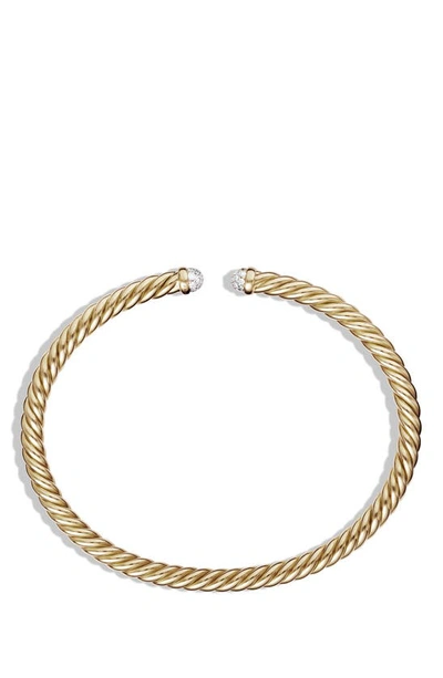 Shop David Yurman Cable Spira Bracelet In Yellow Gold/diamond