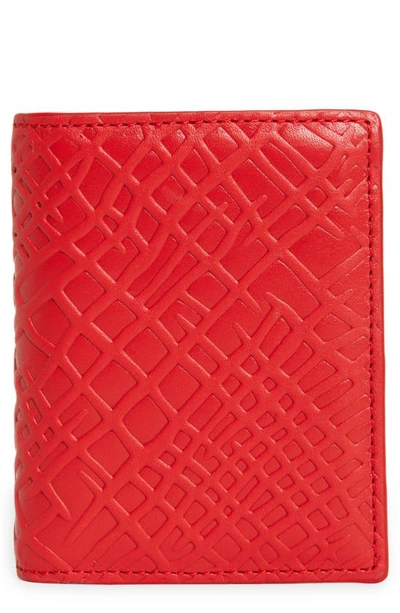 Shop Comme Des Garçons Roots Embossed Leather Bifold Wallet In Red