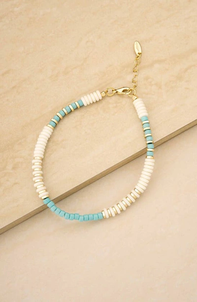 Ettika Ocean Tide Bead Anklet In Turquoise