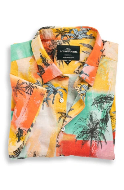 Shop Rodd & Gunn Bay Of Many Coves Short Sleeve Cotton Button-up Shirt In Mimosa