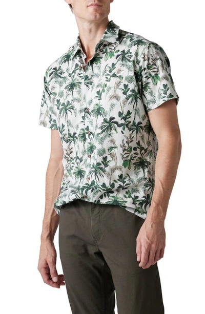 Rodd & Gunn Sabre Peak Print Short Sleeve Cotton Button-up Shirt In Forest