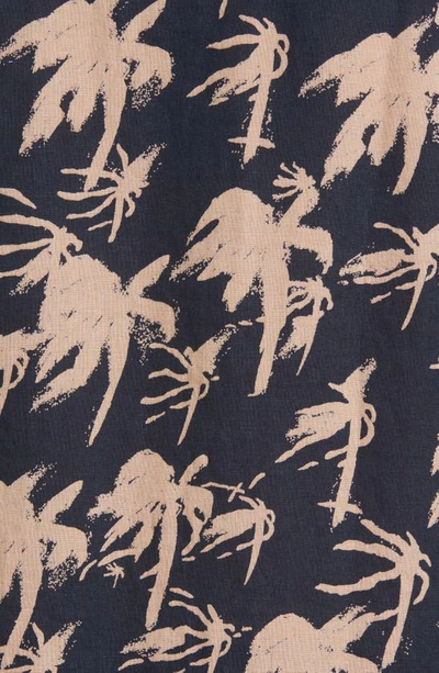 Rodd & Gunn Haskell Point Linen Palm Print Sports Fit Button Down Shirt In Midnight