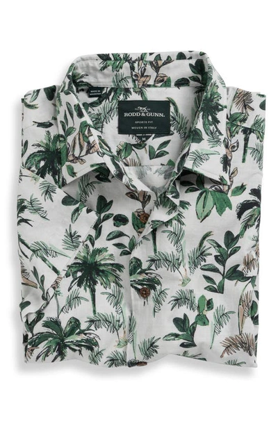 Rodd & Gunn Sabre Peak Print Short Sleeve Cotton Button-up Shirt In Forest