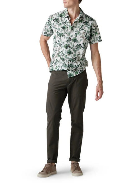 Rodd & Gunn Sabre Peak Print Short Sleeve Cotton Button-up Shirt In Forest