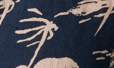 Rodd & Gunn Haskell Point Linen Palm Print Sports Fit Button Down Shirt In Midnight