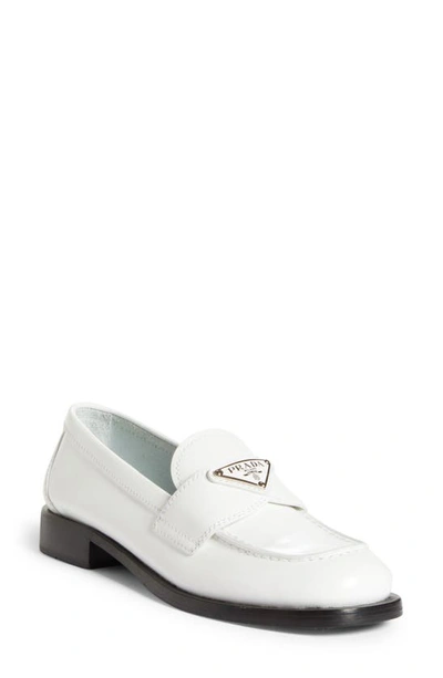 Shop Prada Logo Loafer In White