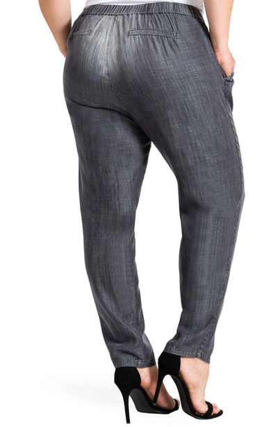 Standards & Practices Louise High Rise Pleat Denim Crop Pants In Grey