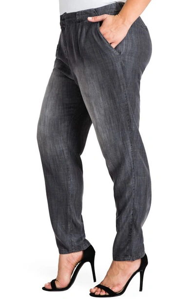 Standards & Practices Louise High Rise Pleat Denim Crop Pants In Grey