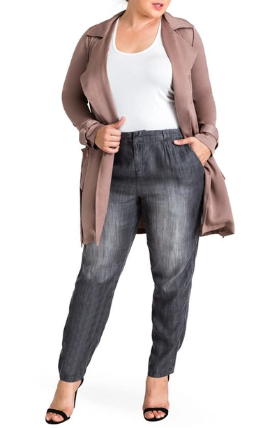 Shop Standards & Practices Louise High Rise Pleat Denim Crop Pants In Grey