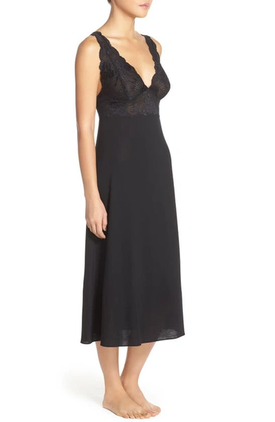 Shop Natori 'zen Floral' Nightgown In Black