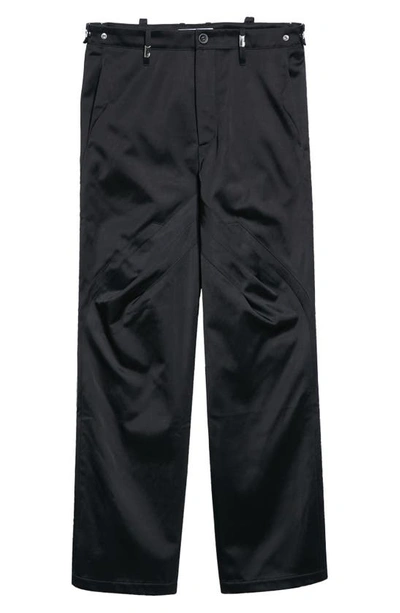 Shop Kiko Kostadinov Itten Darted Satin & Poplin Pants In Black Ink / Aqua Glass