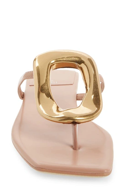 Jeffrey Campbell Linques-j Embellished T-strap Flat Jelly Sandals In Natural Gold