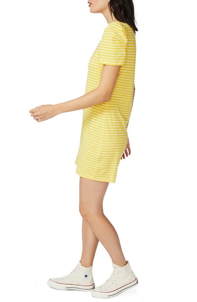 Shop Court & Rowe Classic Stripe Puff Short Sleeve Cotton Dress In Canary Gold