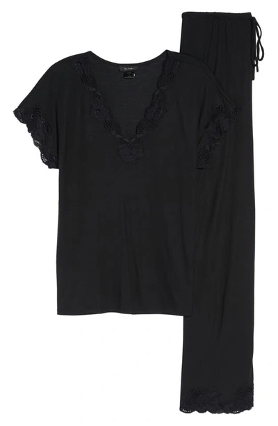 Shop Natori 'zen Floral' Pajama Set In Black