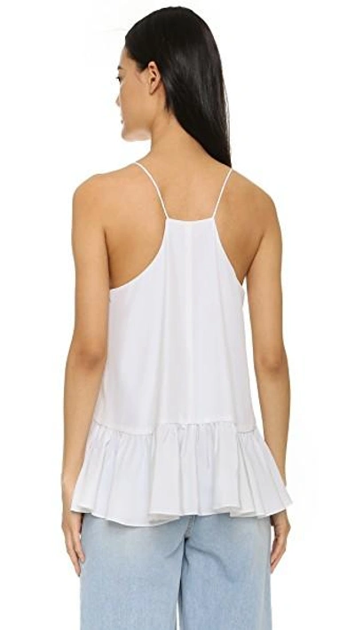 Shop Tibi Strappy Ruffle Cami In Ivory