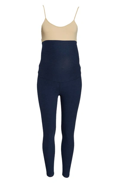 Shop Beyond Yoga Empire Waist Maternity Leggings In Nocturnal Navy